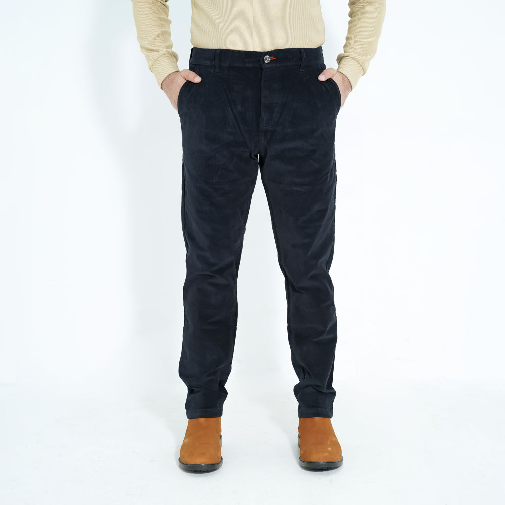 Men’s Corduroy/Cord Stretch Slim Fit Pant, Navy Blue Colour