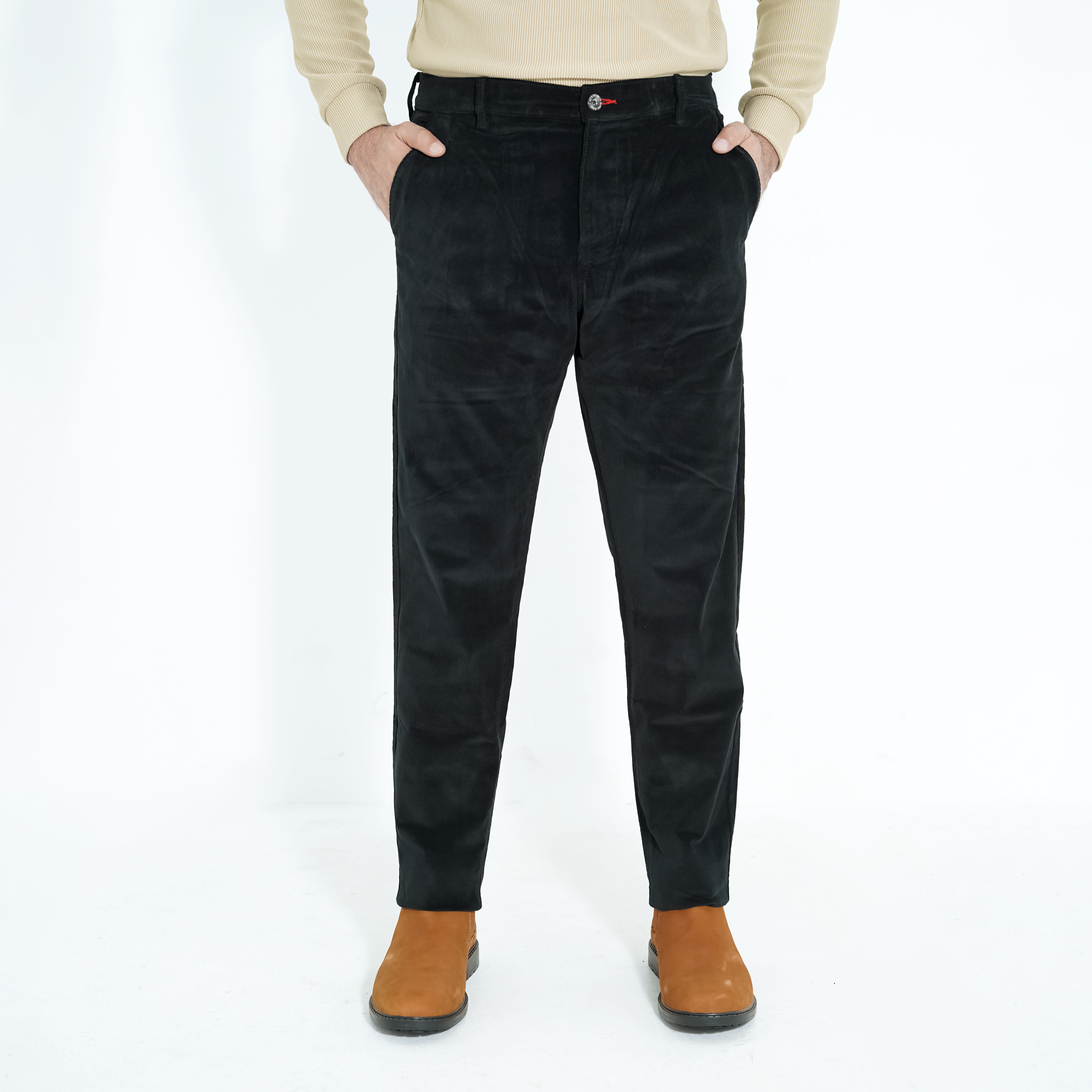 Men’s Corduroy/Cord Stretch Slim Fit Pant, Black Colour