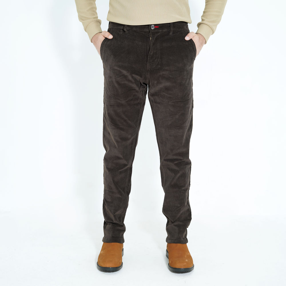 Men’s Corduroy/Cord Stretch Slim Fit Pant,Coffee Colour