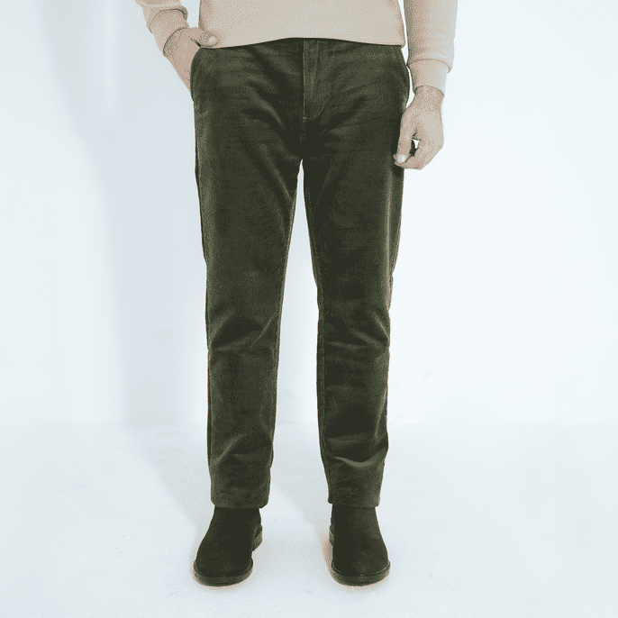 Men’s Corduroy/Cord Stretch Slim Fit Pant, Olive Colour