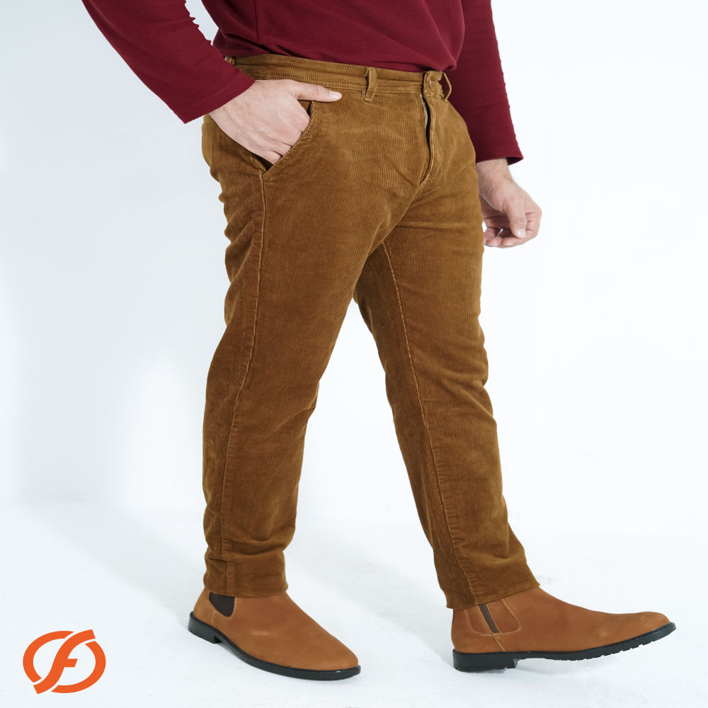 Men’s Corduroy/Cord Stretch Slim Fit Pant, Khaki Colour