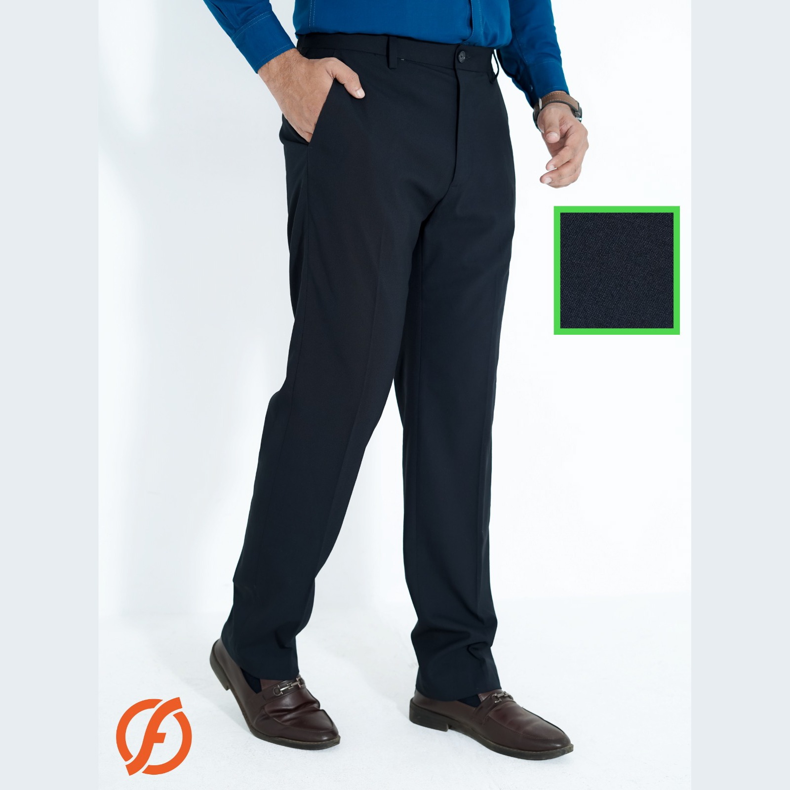 Stretch Men's Formal Pant Slim Fit Blackish Dark Navy Blue