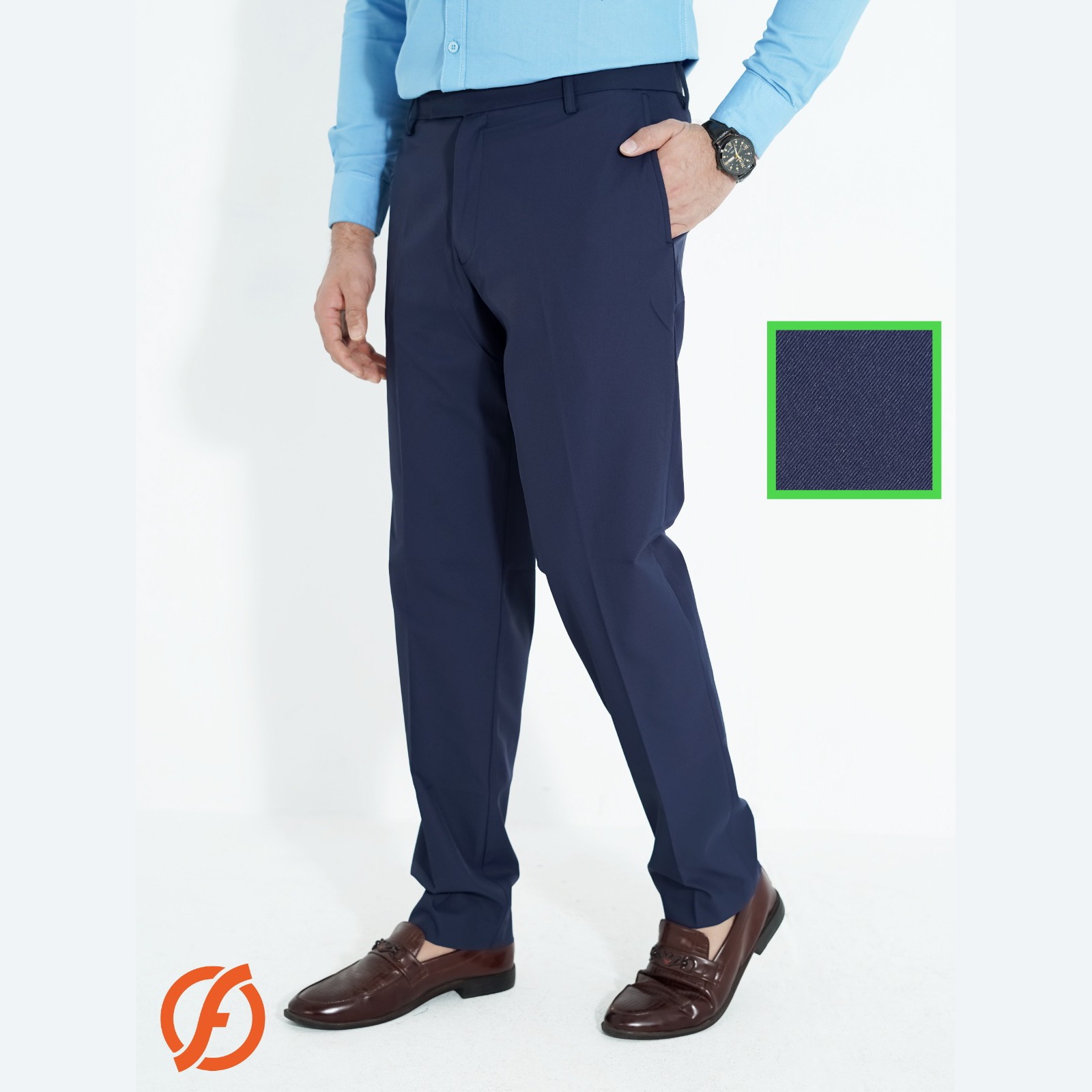 Stretch Men's Formal Pant Slim Fit Navy Blue