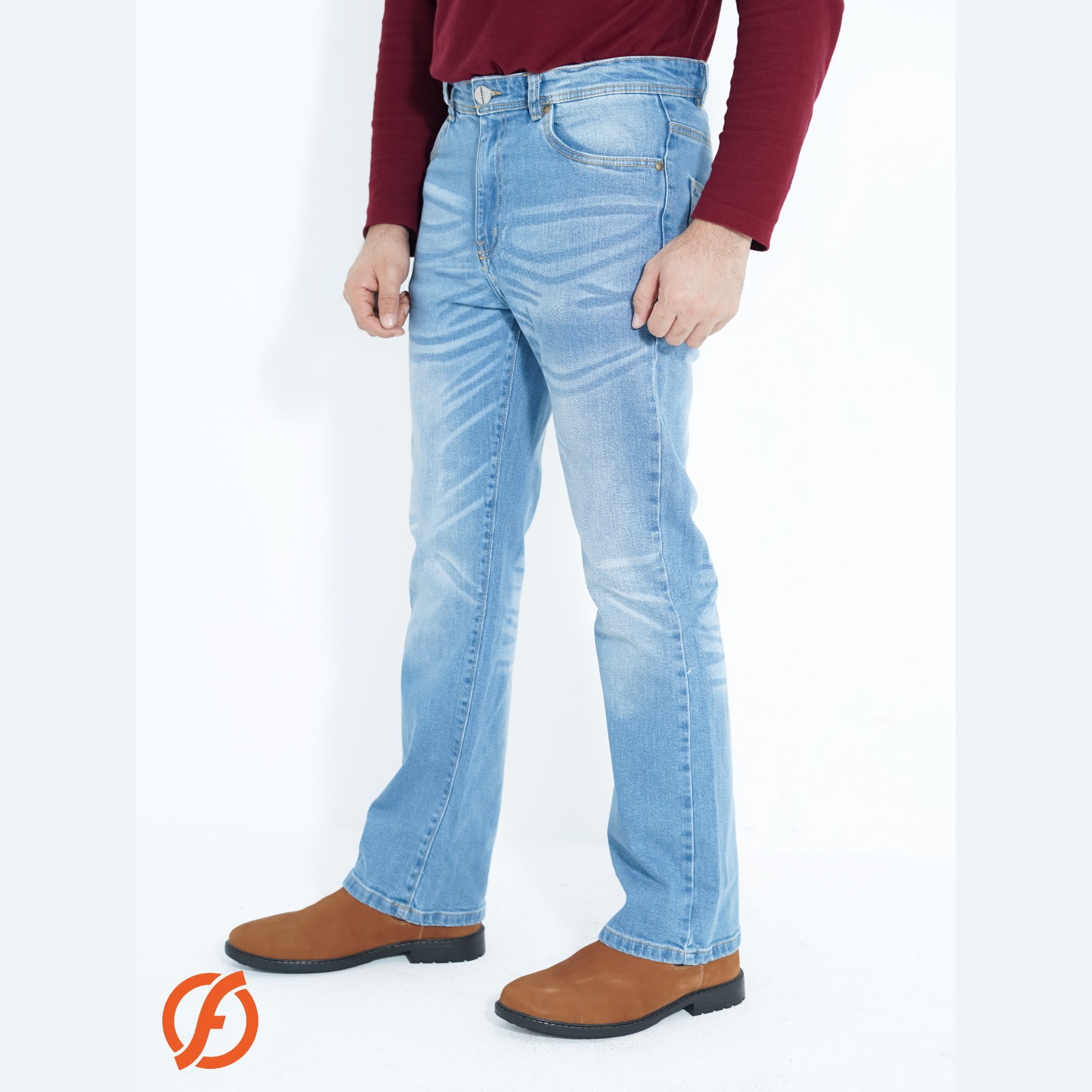Bootcut Stretch Men's Relaxed fit Jeans-Sky